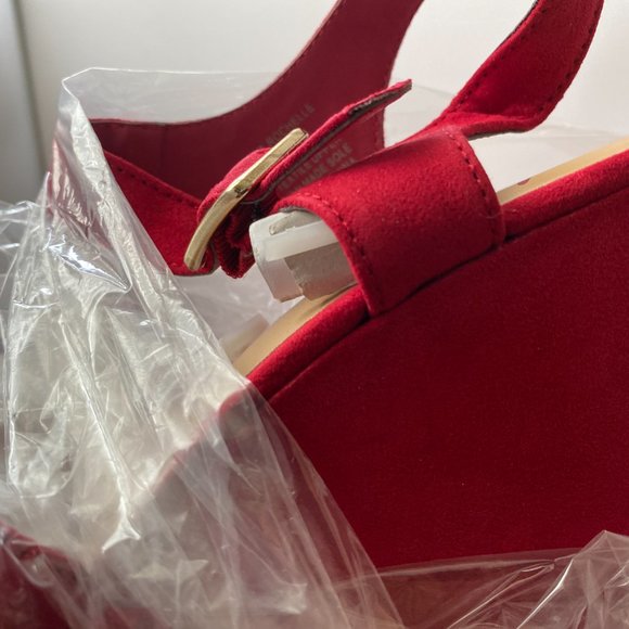 American Rag Rochelle Peep Toe Platform Wedge Red - Picture 6 of 10